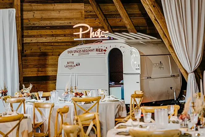 Fotobox Caravan in der Edelkastanie Voitze