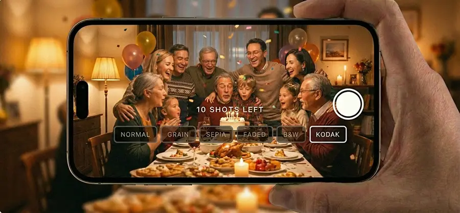 Digitale Einwegkamera - Familienfeier Schnappschuss